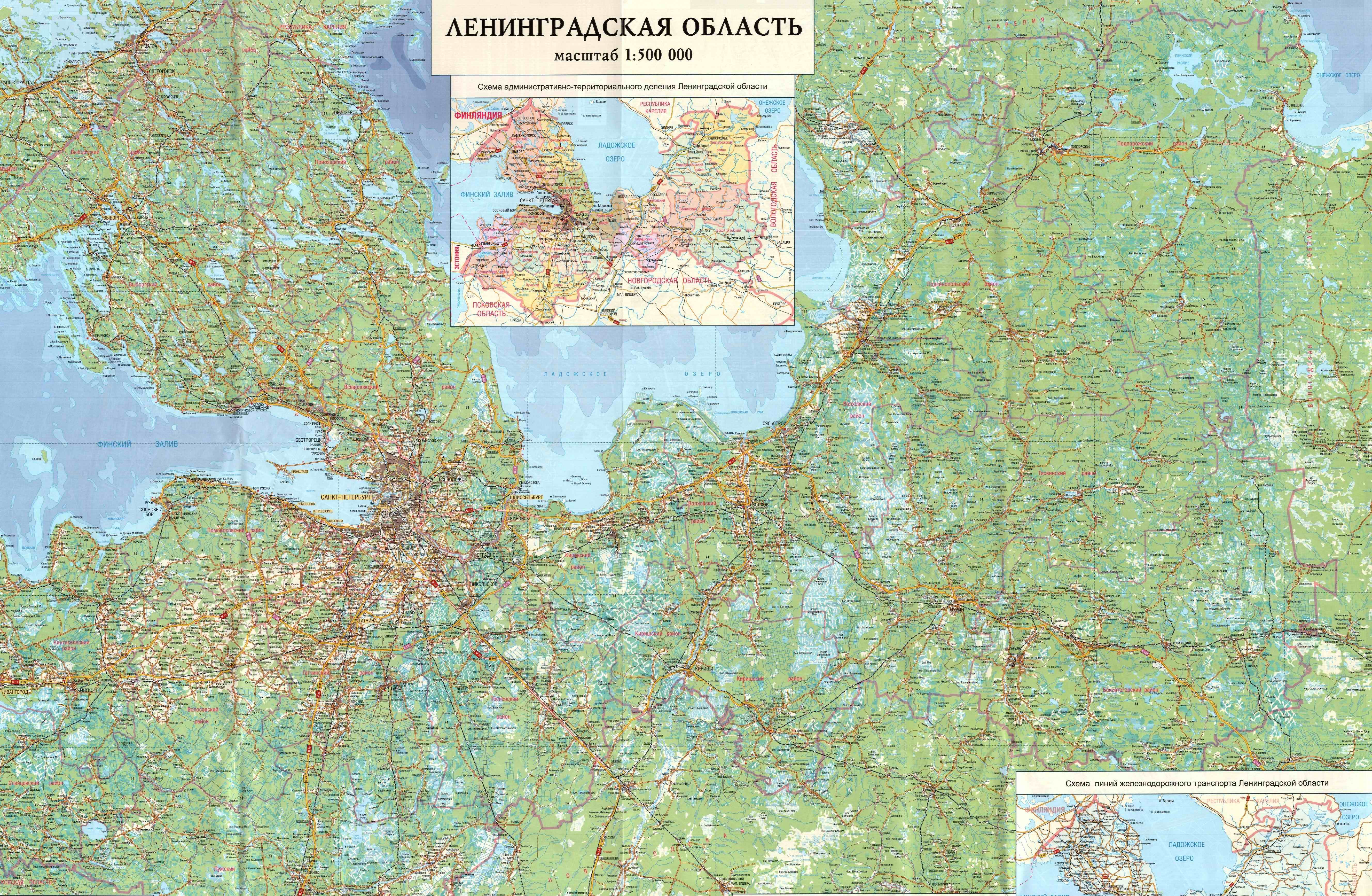 Топографическая карта Ленинградской области подробная